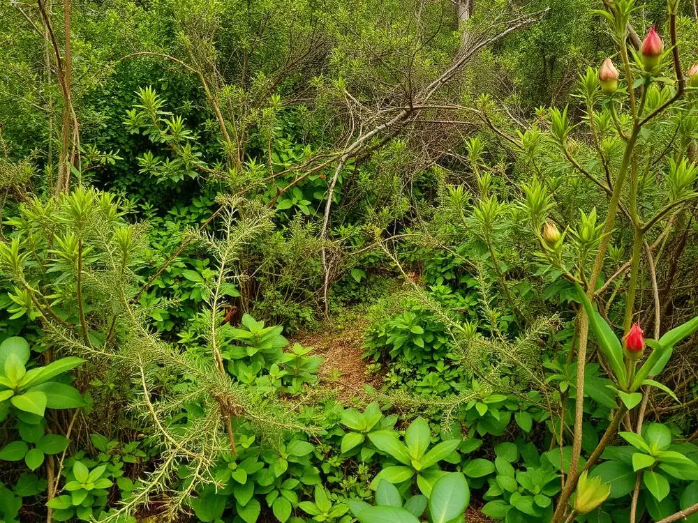Overgrown plot before clearing